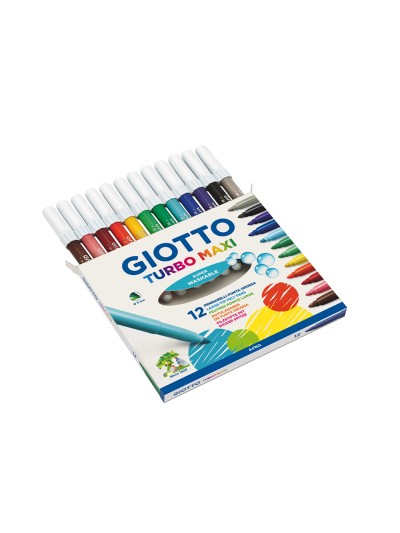 Rotulador giotto turbo maxi caja de 12 colores lavables con punta bloqueada