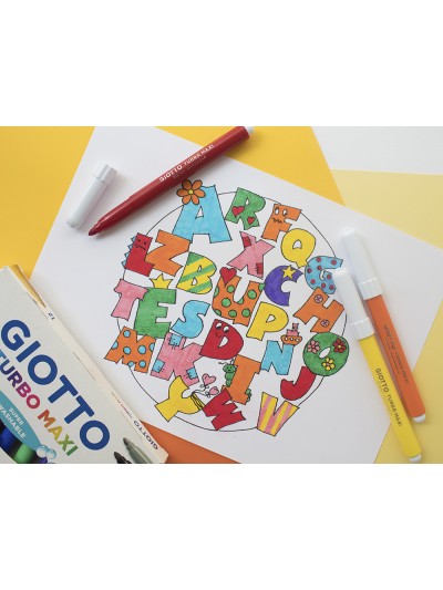 Rotulador giotto turbo maxi caja de 12 colores lavables con punta bloqueada
