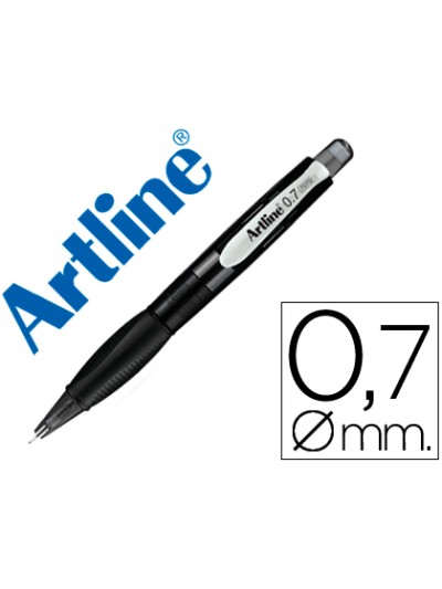 Portaminas artline retractil sujecion de caucho translucido 0,7 mm cuerpo negro
