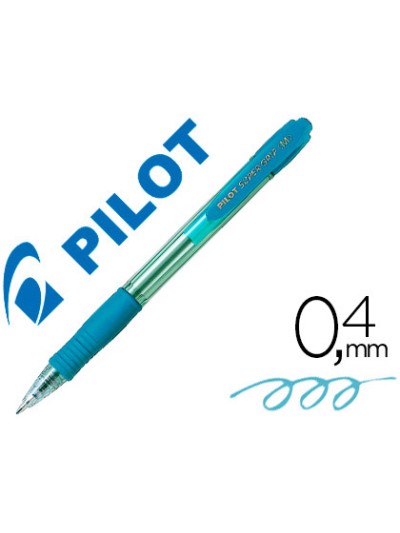 Boligrafo pilot super grip celeste retractil sujecion de caucho tinta base de aceite