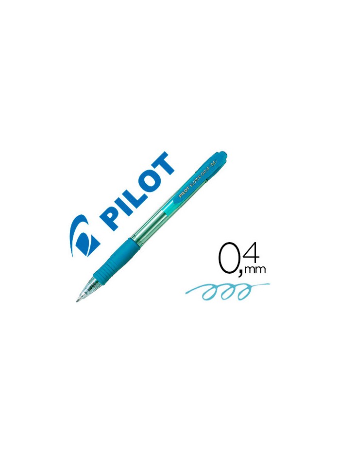 Boligrafo pilot super grip celeste retractil sujecion de caucho tinta base de aceite Boligrafo pilot super grip celeste retractil sujecion de caucho tinta base de aceite