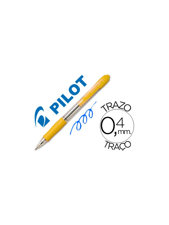 Boligrafo pilot super grip amarillo retractil sujecion de caucho tinta base de aceite Boligrafo pilot super grip amarillo retractil sujecion de caucho tinta base de aceite
