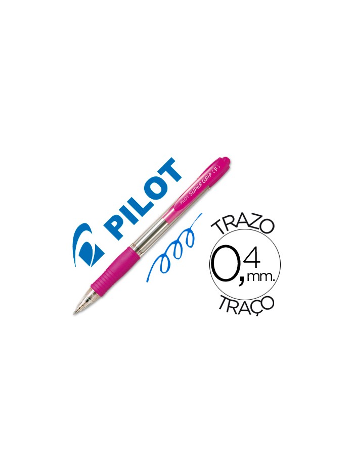 Boligrafo pilot super grip rosa retractil sujecion de caucho tinta base de aceite Boligrafo pilot super grip rosa retractil sujecion de caucho tinta base de aceite