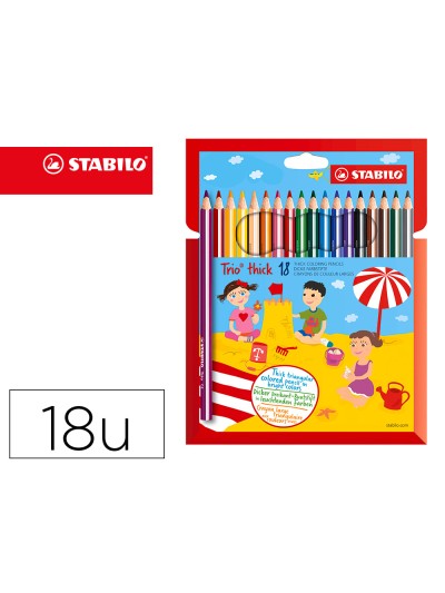 Lapices de colores stabilo trio caja de 18 colores