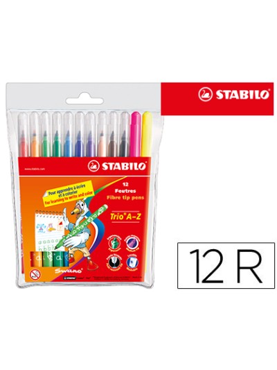 Rotulador stabilo trio a-z bolsa de 12 unidades colores surtidos