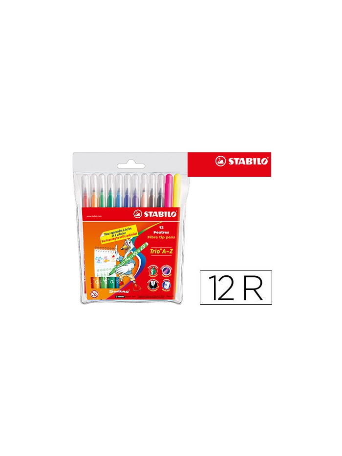 Rotulador stabilo trio a-z bolsa de 12 unidades colores surtidos Rotulador stabilo trio a-z bolsa de 12 unidades colores surtidos