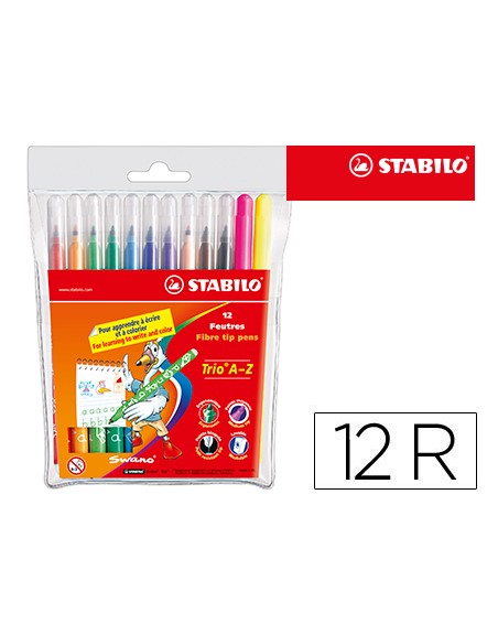 Rotulador stabilo trio a-z bolsa de 12 unidades colores surtidos