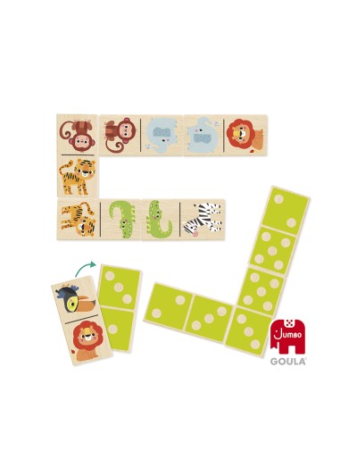 Juego goula jumbo domino madera selva 28 piezas