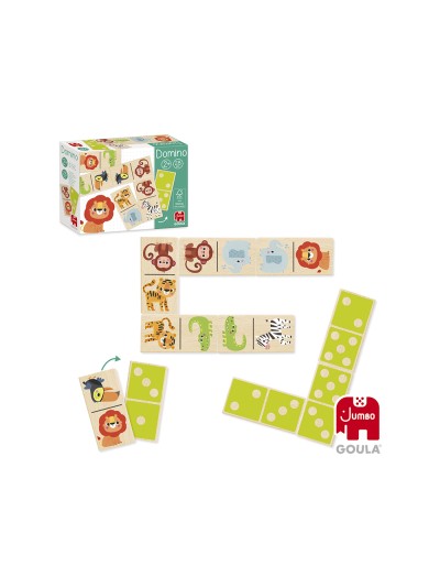 Juego goula jumbo domino madera selva 28 piezas