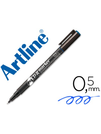 Rotulador artline para cd punta de fibra permanente ek-883 azul -punta redonda 0.5 mm