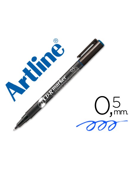 Rotulador artline para cd punta de fibra permanente ek-883 azul -punta redonda 0.5 mm
