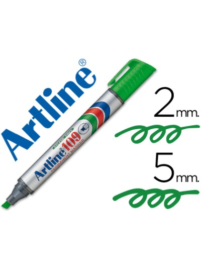 Rotulador artline marcador permanente 109 verde punta biselada
