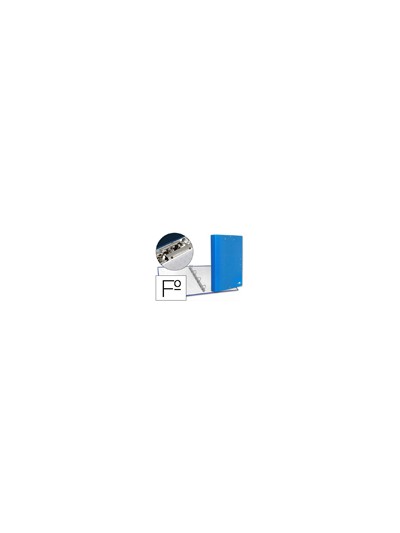 Carpeta de 4 anillas 25mm redondas liderpapel folio carton forrado paper coat celeste con miniclip y solapas