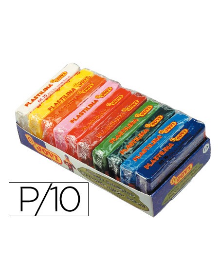 Plastilina jovi 70 tamaño pequeño bandeja de 10 unidades colores surtidos