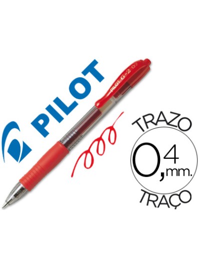 Boligrafo pilot g-2 rojo tinta gel retractil sujecion de caucho