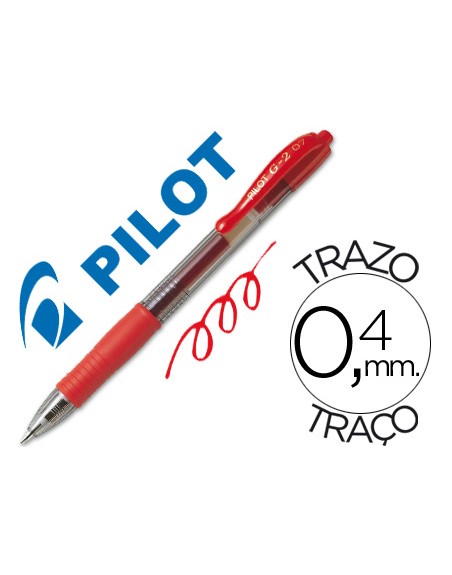 Boligrafo pilot g-2 rojo tinta gel retractil sujecion de caucho
