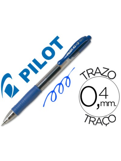 Boligrafo pilot g-2 azul tinta gel retractil sujecion de caucho