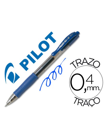 Boligrafo pilot g-2 azul tinta gel retractil sujecion de caucho