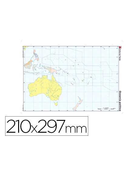 Mapa mudo color din a4 oceania politico