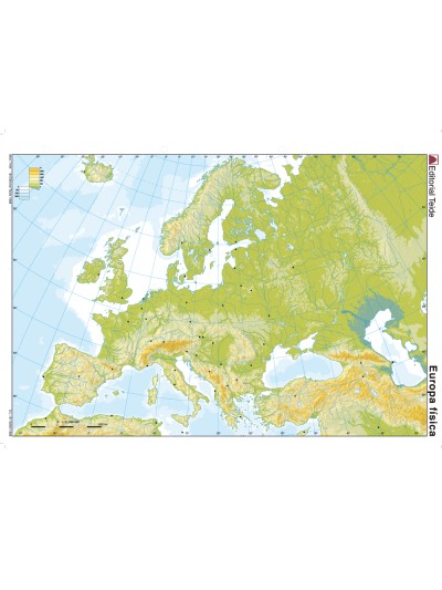 Mapa mudo color din a4 europa fisico
