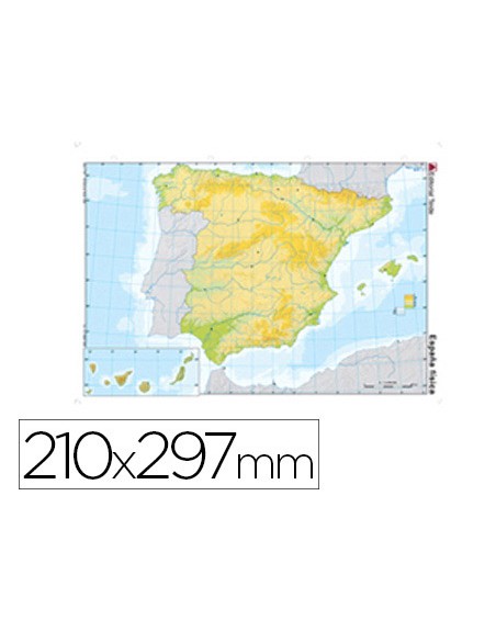 Mapa mudo color din a4 españa fisico