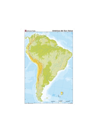 Mapa mudo color din a4 america del sur fisico