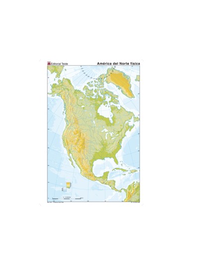 Mapa mudo color din a4 america del norte fisico