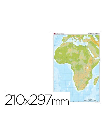 Mapa mudo color din a4 africa fisico