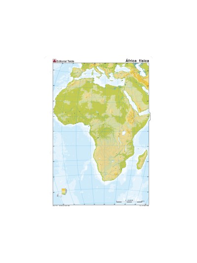 Mapa mudo color din a4 africa fisico