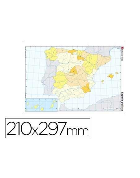 Mapa mudo color din a4 españa politico