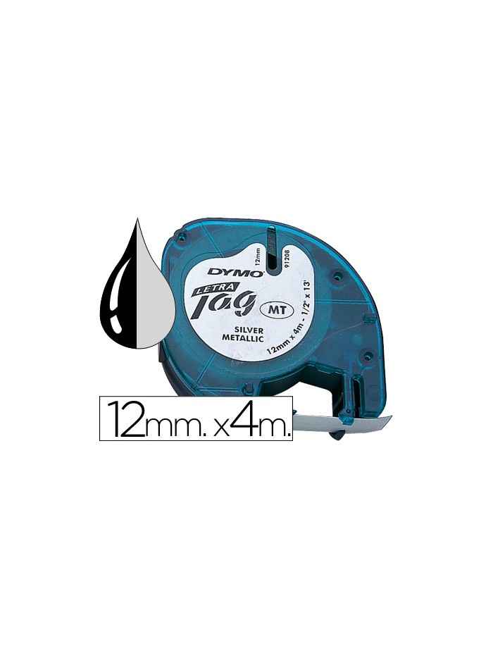Cinta dymo metalizada 12mmx4mt -negro/plata para letratag Cinta dymo metalizada 12mmx4mt -negro/plata para letratag