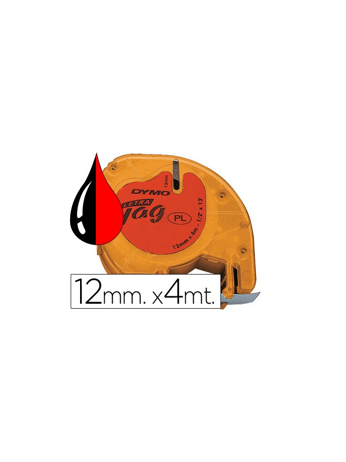 Cinta dymo 12mmx4mt -negro/rojo para maquina letratag Cinta dymo 12mmx4mt -negro/rojo para maquina letratag