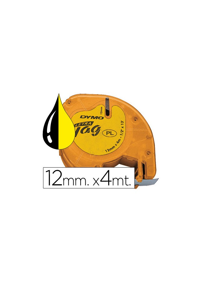 Cinta dymo 12mmx4mt -negro/amarillo para maquina letratag Cinta dymo 12mmx4mt -negro/amarillo para maquina letratag