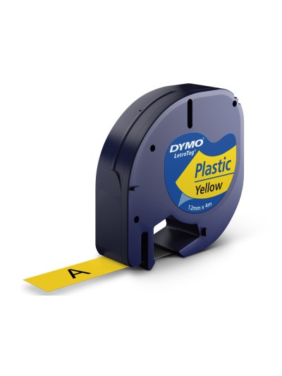 Cinta dymo 12mmx4mt -negro/amarillo para maquina letratag
