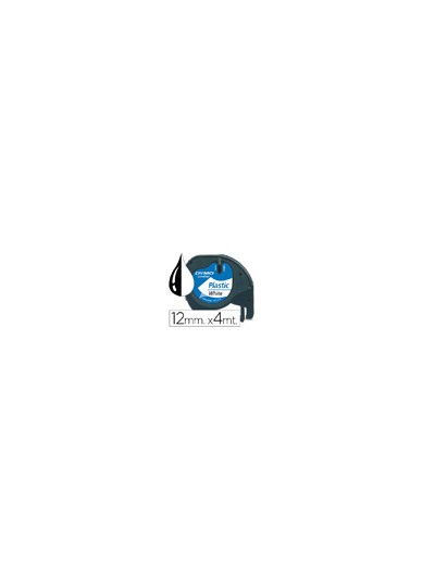 Cinta dymo plastico 12mmx4mt negro/blanco perla para maquina letratag 91201