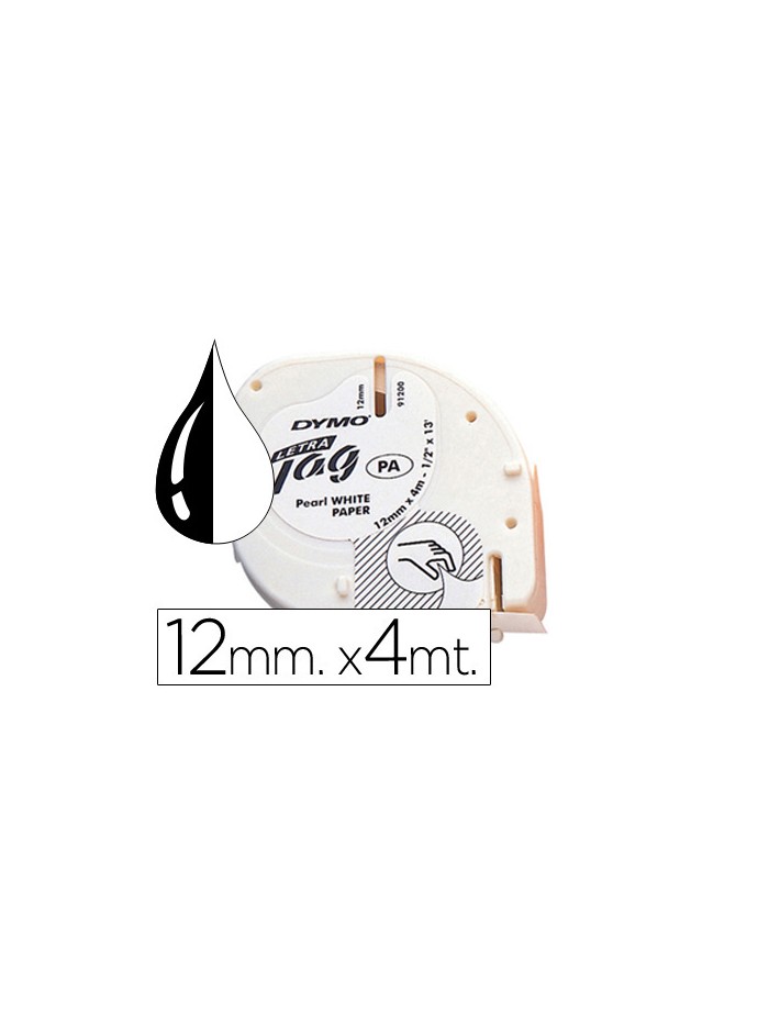 Cinta dymo papel 12mmx4mt negro/blanco para letratag Cinta dymo papel 12mmx4mt negro/blanco para letratag