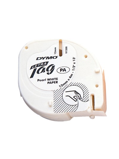 Cinta dymo papel 12mmx4mt negro/blanco para letratag