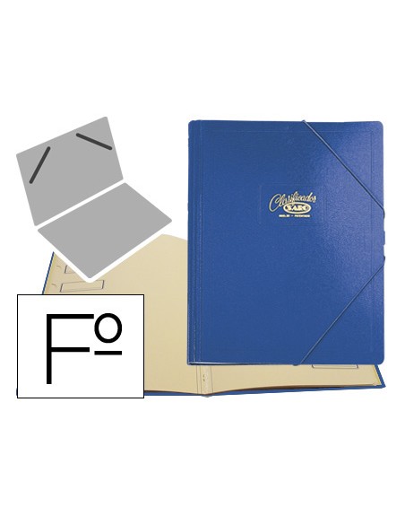 Carpeta clasificador carton compacto saro folio azul 12 departamentos