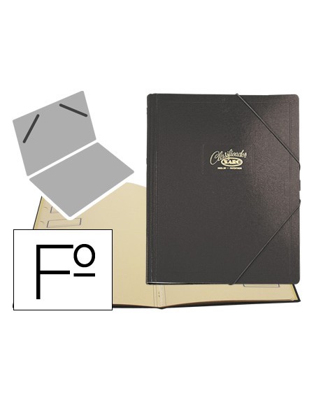 Carpeta clasificador carton compacto saro folio negra 12 departamentos