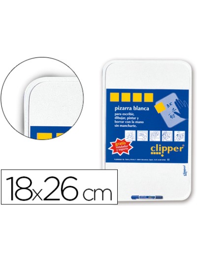 Pizarra blanca clipper pequeña 18x26 cm con rotulador