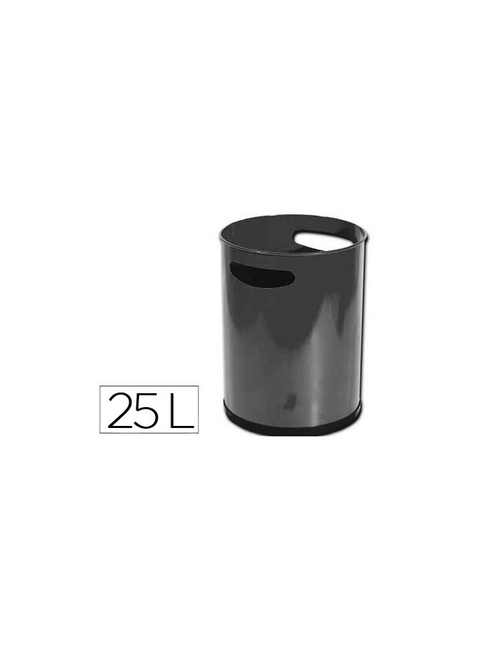 Papelera metalica con asas 111 negra 30x25 cm Papelera metalica con asas 111 negra 30x25 cm
