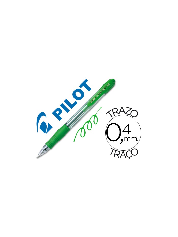 Boligrafo pilot super grip verde retractil sujecion de caucho tinta base de aceite Boligrafo pilot super grip verde retractil sujecion de caucho tinta base de aceite