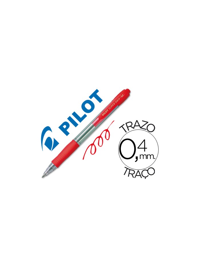 Boligrafo pilot super grip rojo retractil sujecion de caucho tinta base de aceite Boligrafo pilot super grip rojo retractil sujecion de caucho tinta base de aceite