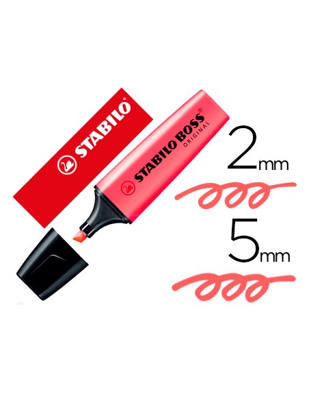 Rotulador stabilo boss fluorescente 70 rojo