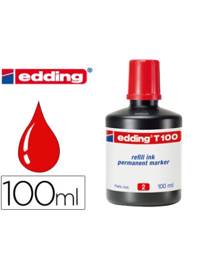 Tinta rotulador edding t-100 rojo bote 100 ml