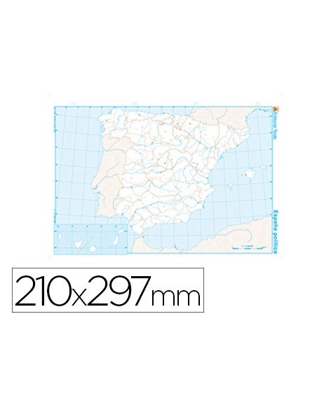 Mapa mudo b/n din a4 españa politico