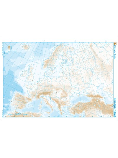 Mapa mudo b/n din a4 europa fisico