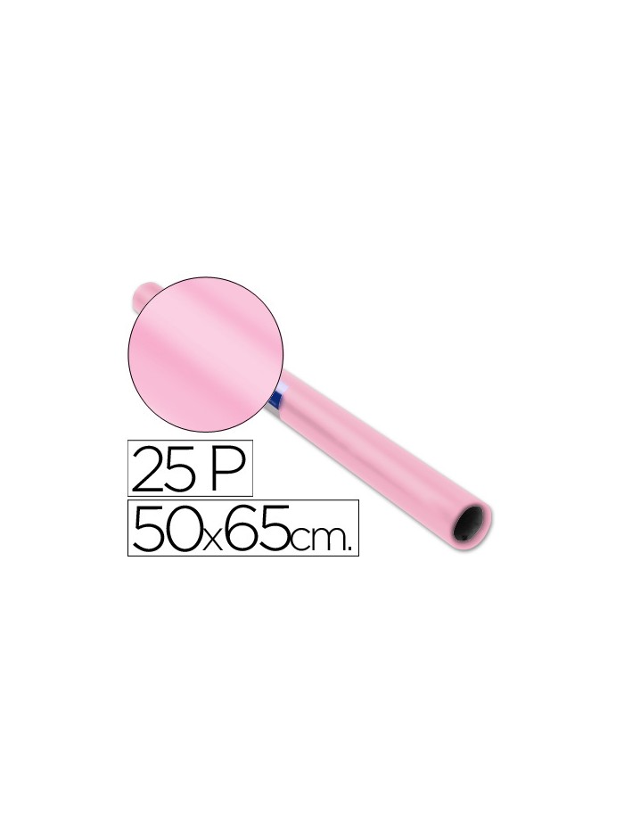 Papel charol rosa palido rollo 25 hojas de 50x65 cm Papel charol rosa palido rollo 25 hojas de 50x65 cm