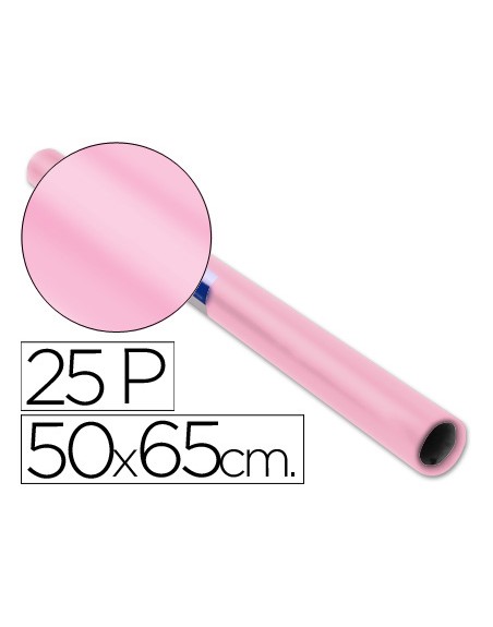 Papel charol rosa palido rollo 25 hojas de 50x65 cm