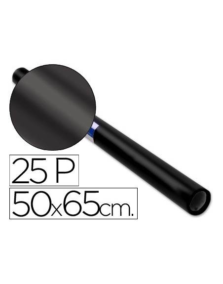 Papel charol negro rollo 25 hojas de 50x65 cm
